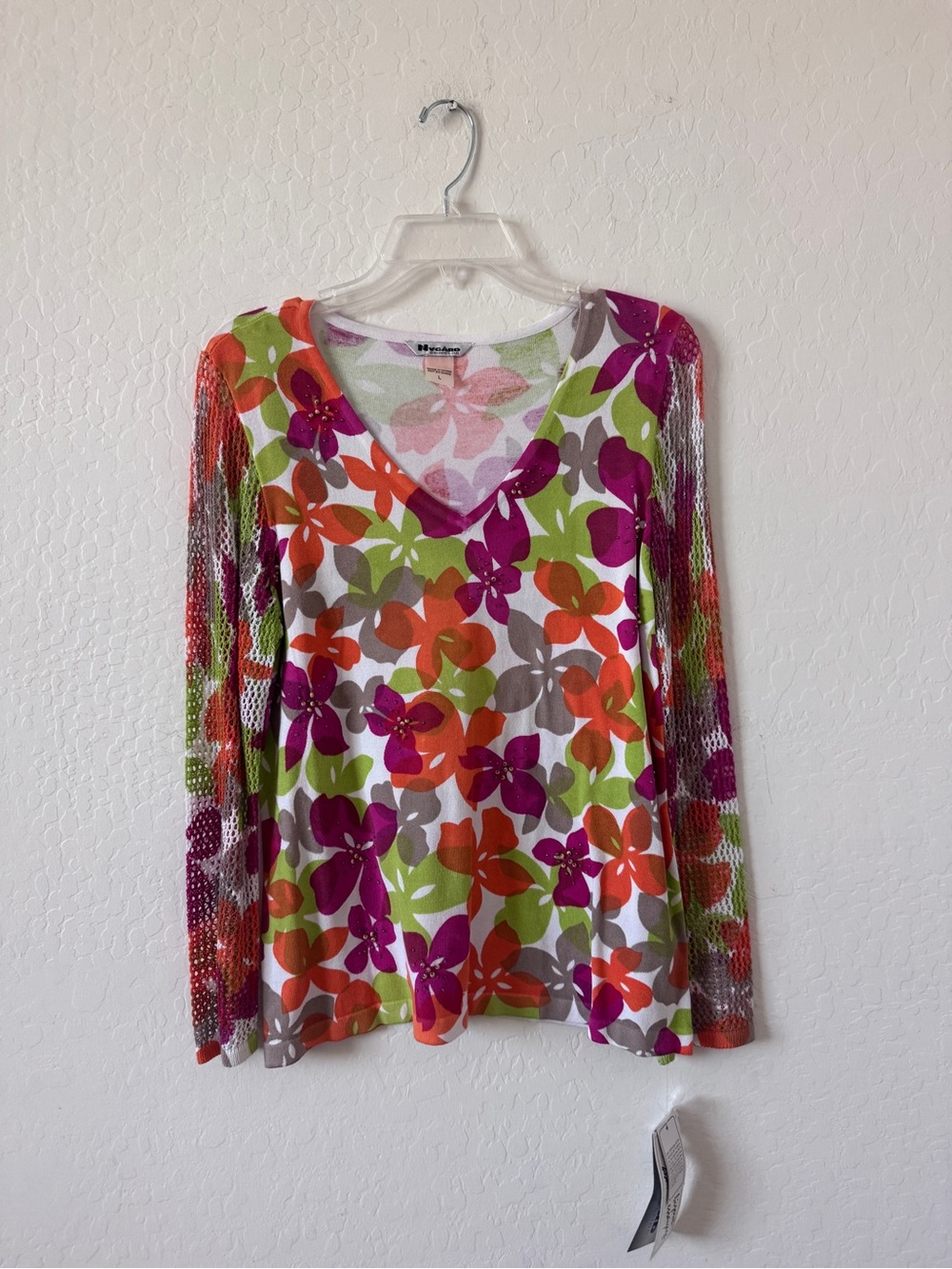 Floral V-Neck Long Sleeve Top in Multicolor